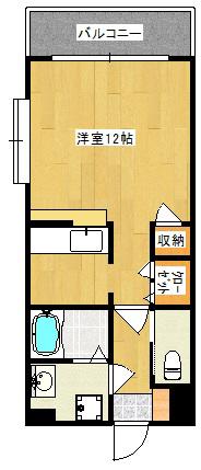 イモーレいづろ(ワンルーム/4階)の間取り写真