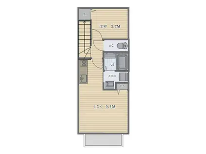 ROOM天皇寺(1LDK/2階)の間取り写真