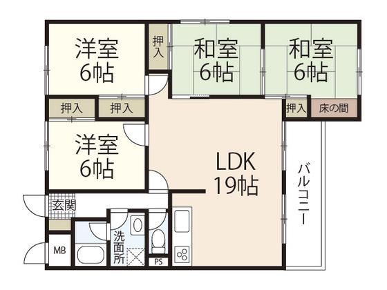 パークハイム霞(4LDK/3階)の間取り写真