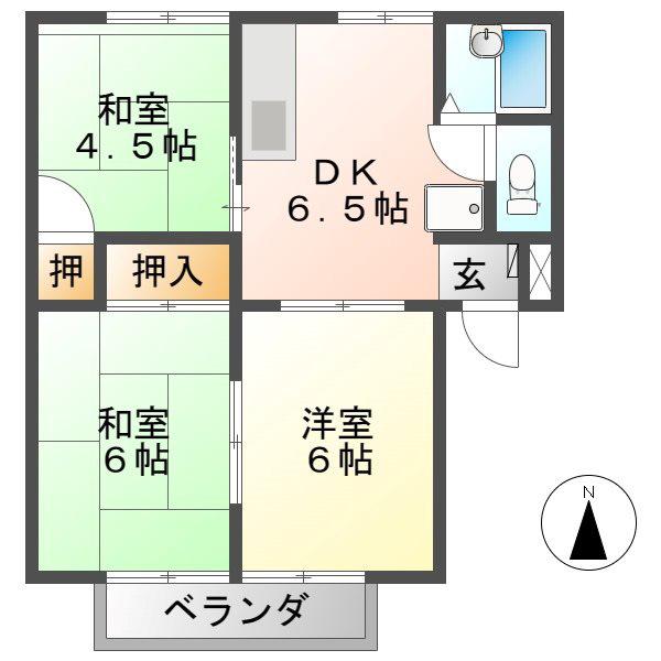 セラミックハウスBEE(3DK/1階)の間取り写真