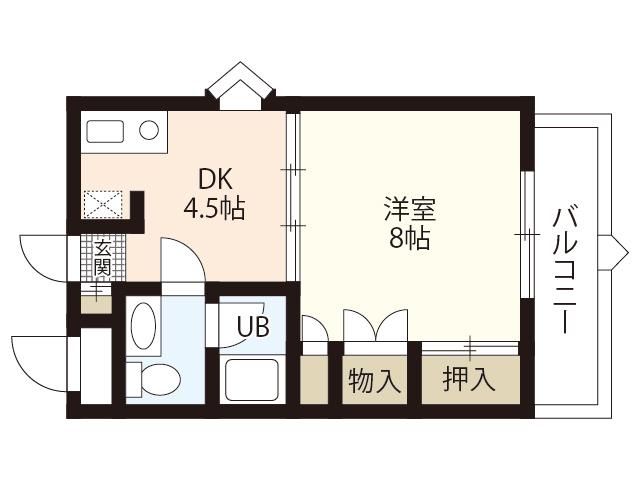 進保ビル(1DK/5階)の間取り写真