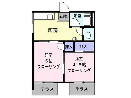 第1葉山コーポA(2K/2階)の間取り写真