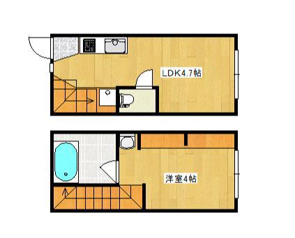 本浦コーポラスI(1LDK/1階)の間取り写真