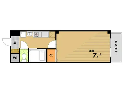 ラ・ヴィスタ板宿(1K/3階)の間取り写真