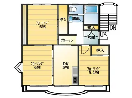 サンライズ江間(3DK/3階)の間取り写真