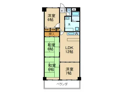 朝日プラザ香里菊ヶ丘(4LDK/3階)の間取り写真