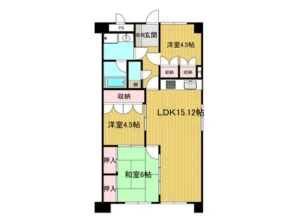 ライオンズマンション瑞鳳(3LDK/8階)の間取り写真