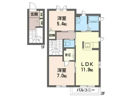 エールストヴィラC棟(2LDK/2階)の間取り写真