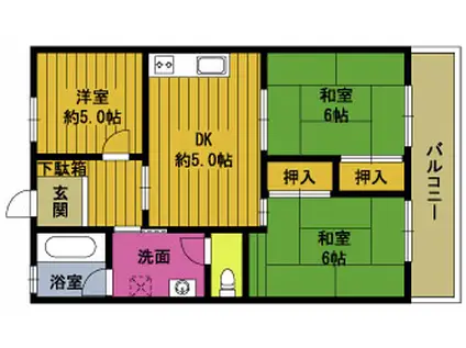 古城ビル(3DK/4階)の間取り写真