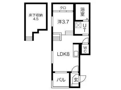 ハーモニーテラス八熊II(1LDK/1階)の間取り写真