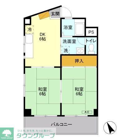 ヴィラ松本(2DK/2階)の間取り写真