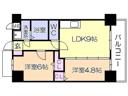 エル・グリシーヌ(2LDK/2階)の間取り写真