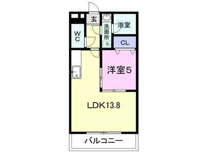 グリーンリーフII(1LDK/3階)の間取り写真