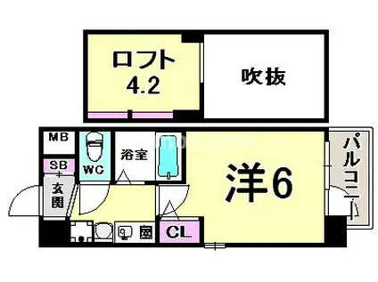 エステムコート三宮駅前ラ・ドゥー(1K/4階)の間取り写真