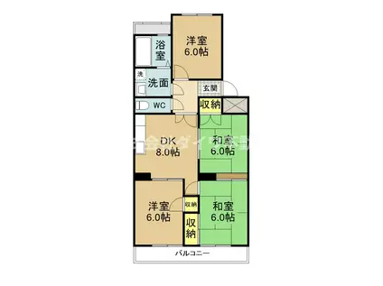 リバーサイド八番館(4DK/3階)の間取り写真