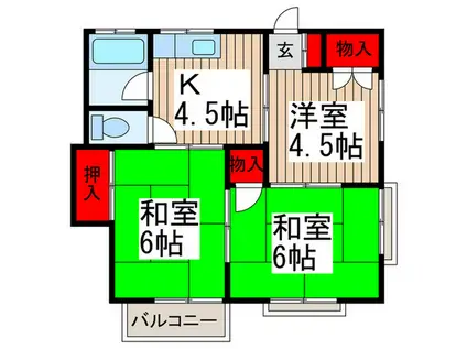 堀川コーポ(3K/2階)の間取り写真