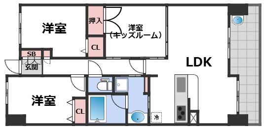 レジディア都島I(3LDK/2階)の間取り写真