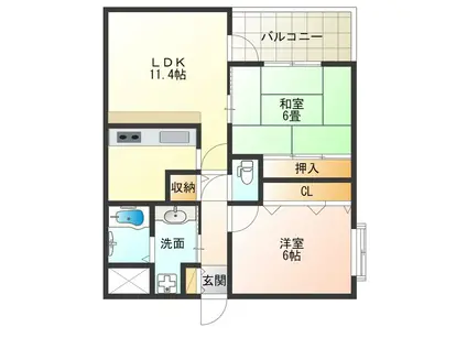 GRANDE CASA(2LDK/6階)の間取り写真