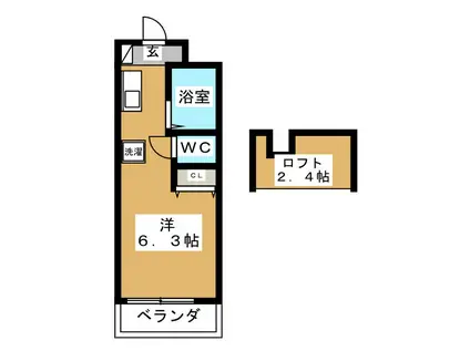 ベイルーム上大岡(ワンルーム/1階)の間取り写真