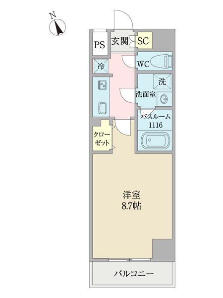 コントレイルりんくう常滑(1K/1階)の間取り写真