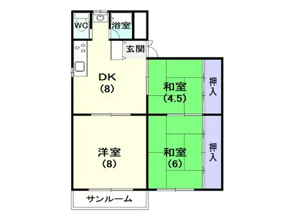 オレンジコート(3DK/1階)の間取り写真