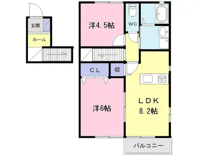 サングレイスA棟(2LDK/2階)の間取り写真