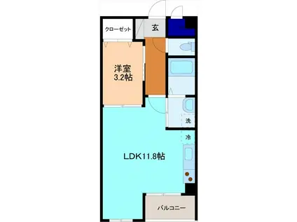 ラ・ペジブル野々市(1LDK/5階)の間取り写真