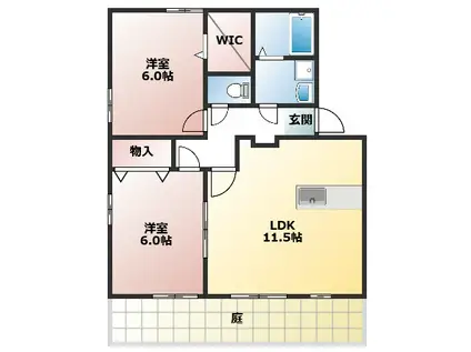 メルベーユ・ボヌール(2LDK/1階)の間取り写真