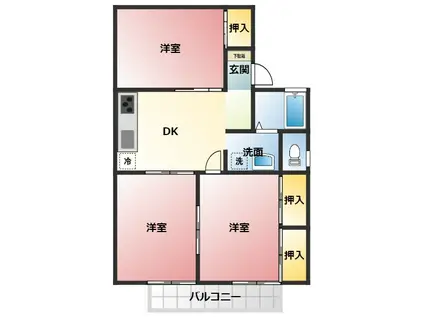 コーポバーディーIII(3DK/1階)の間取り写真