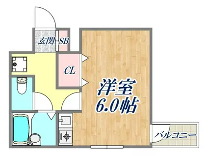 ラファ道意町(1K/2階)の間取り写真