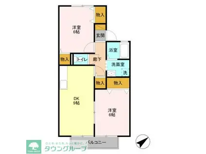 コンフォート(2DK/2階)の間取り写真