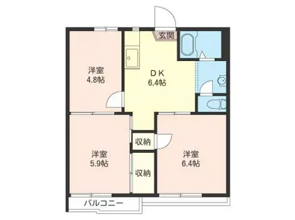 カミーリアレジデンス(3DK/2階)の間取り写真