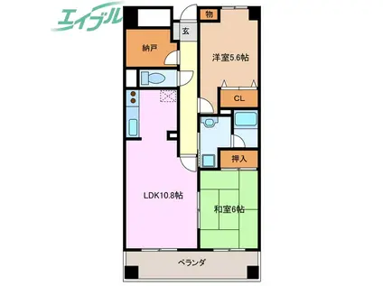 ステイツ四日市608(2LDK/6階)の間取り写真