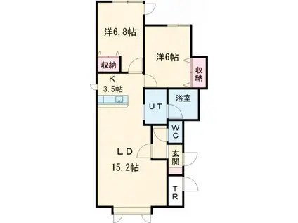 クレア大町B(2LDK/1階)の間取り写真