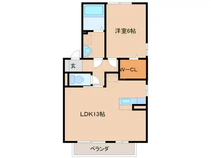 モンテカスカーダ(1LDK/2階)の間取り写真