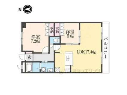 ウエスト ヒル (2LDK/5階)の間取り写真