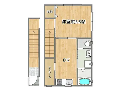 ステラN(1DK/2階)の間取り写真