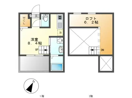 ユイットロワ(ワンルーム/2階)の間取り写真