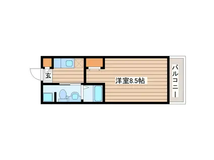 CASA五橋(1K/2階)の間取り写真