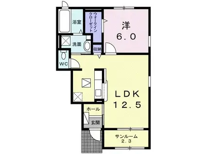 ジャンティ B(1LDK/1階)の間取り写真