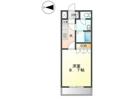 ベルグラース(1K/2階)の間取り写真