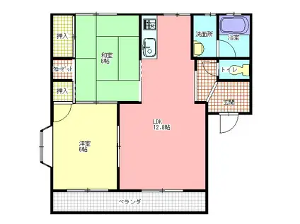 コーポれんげ(2LDK/2階)の間取り写真