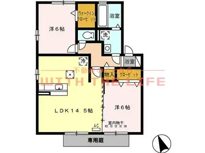 JR鹿児島本線 荒木駅 徒歩7分 2階建 築17年(2LDK/1階)の間取り写真