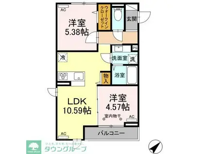 アナシエ石神井台(2LDK/2階)の間取り写真