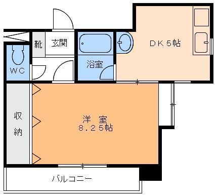 シャイングレード岩田(1DK/2階)の間取り写真
