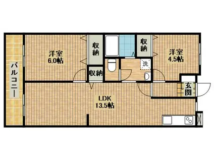 ドミール元住吉(2LDK/5階)の間取り写真