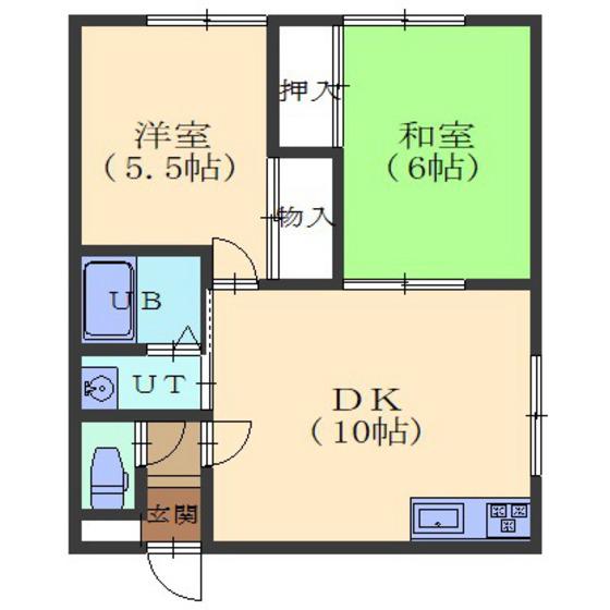 グランベリー七重浜(2DK/2階)の間取り写真