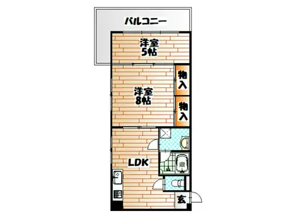 ミリオンコーポラス小文字(2LDK/6階)の間取り写真
