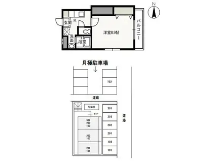 BIRTH CHAM(1K/1階)の間取り写真