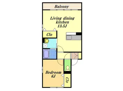リトルステージI(1LDK/2階)の間取り写真